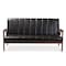 Baxton Studio Nikko Mid-century Black Faux Leather Wooden 3-Seater Sofa 121-6748 - alternate 1